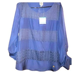 Anne Klein navy blue blouse